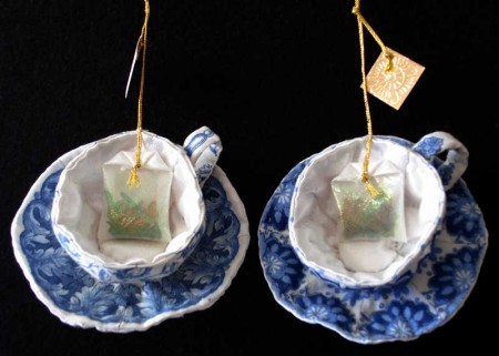 1998 fabric tea cup ornaments 