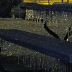 Icicles on the picnic table
