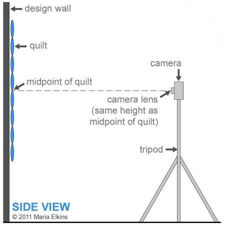 Position camera even with midpoint of quilt