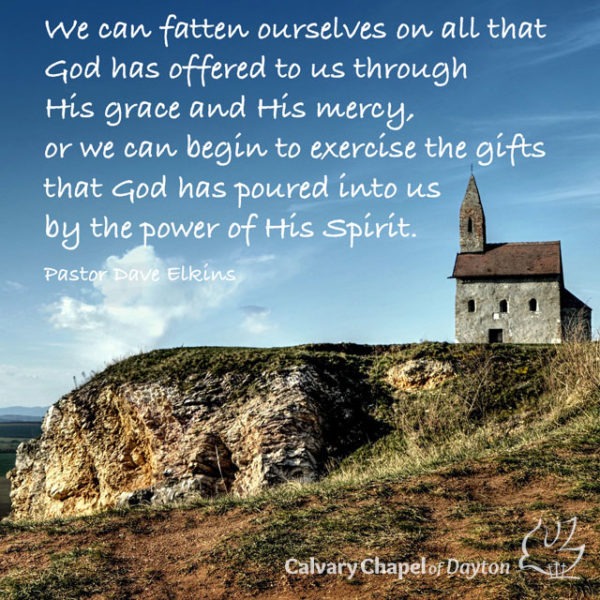 We can fatten ourselves on all that God has offered to us through His grace and His mercy, or we can begin to exercise the gifts that God has poured into us by the power of His Spirit.