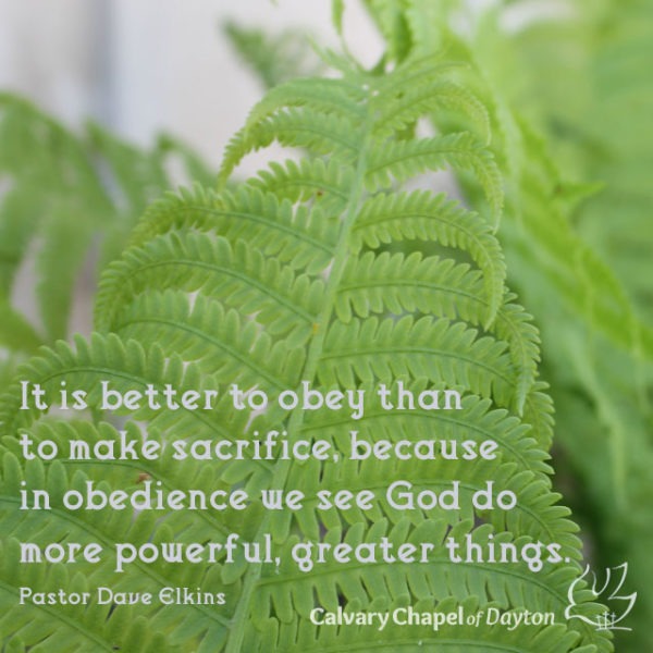 It is better to obey than to make sacrifice, because in obedience we see God do more powerful, greater things.