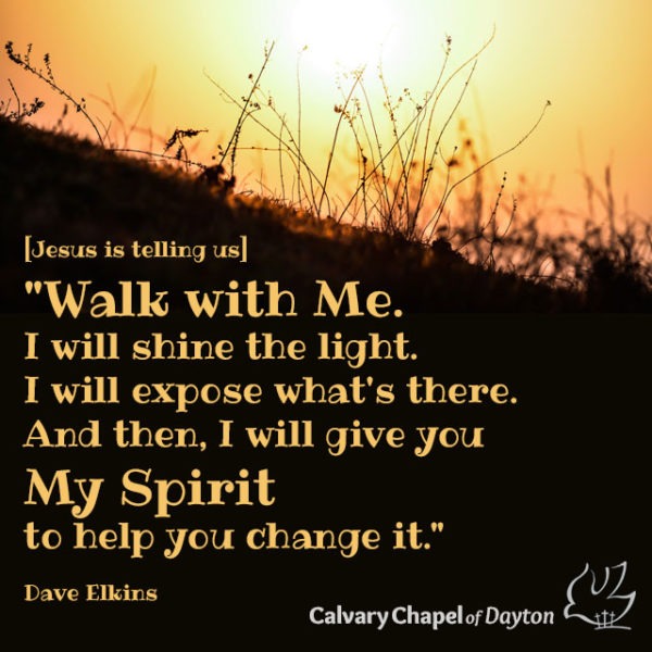 [Jesus is telling us] "Walk with Me. I will shine the light. I will expose what's there. And then, I will give you My Spirit to help you change it."