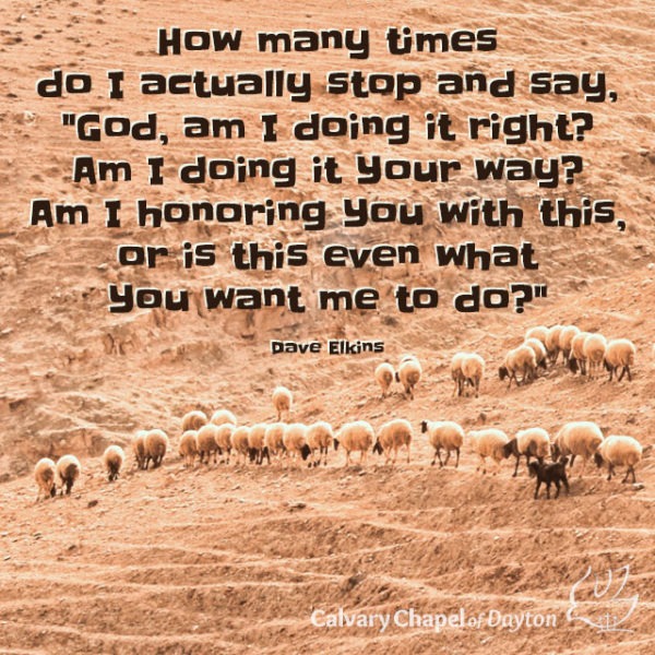 How many times do I actually stop and say, "God, am I doing it right? Am I doing it Your way? Am I honoring You with this, or is this even what You want me to do?"