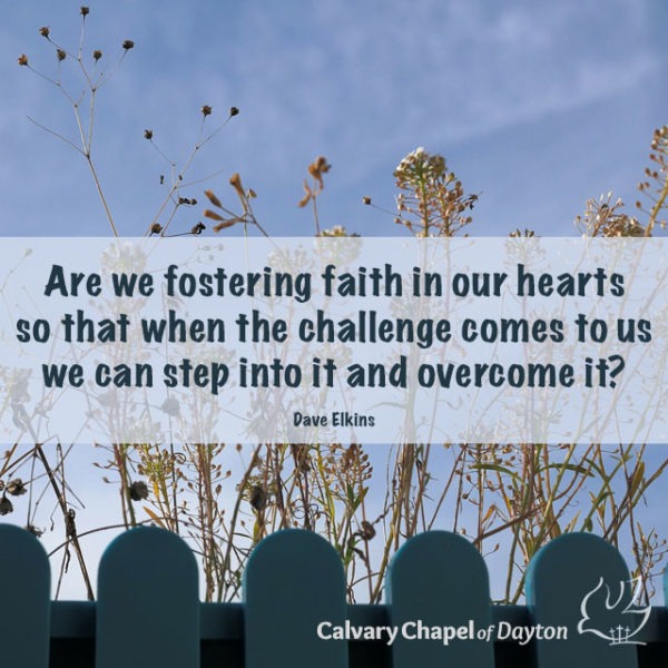 Are we fostering faith in our hearts so that when the challenge comes to us we can step into it and overcome it?