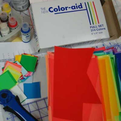Cutting Color-aid paper 