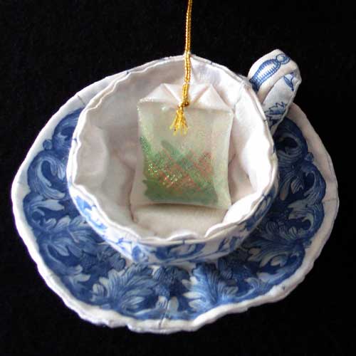 1998 fabric tea cup ornaments