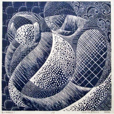 Embrace 1 (woodblock) by Maria Elkins