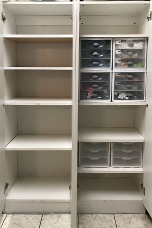 After: two empty cabinets