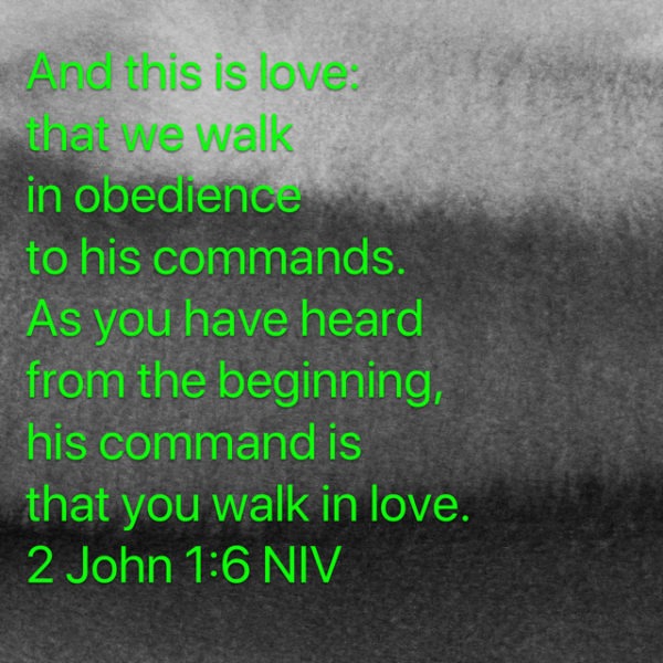And this is love: that we walk in obedience to his commands. As you have heard from the beginning, his command is that you walk in love.