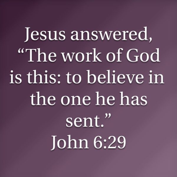 Jesus answered, "The work of God is this: to belive in the one he has sent."