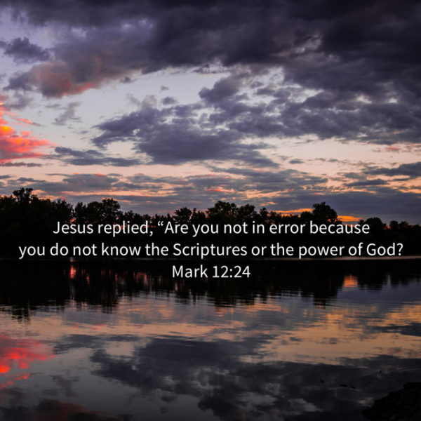 Jesus replied, "Are you not in error because you do not know the Scriptures or the power of God?"