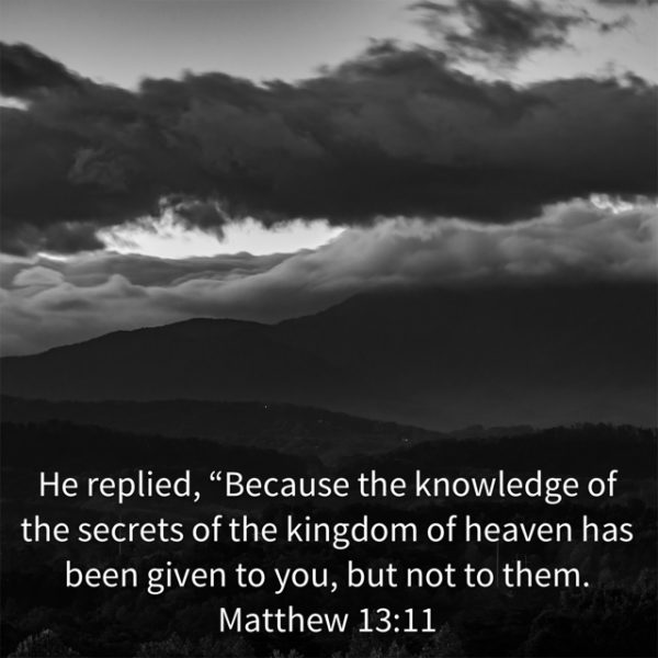 He replied, "Because the knowledge of the secrets of the kingdom of heaven has been give to you, but not to them."