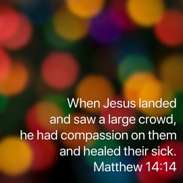 When Jesus landed and saw a large crowd, He had compassion on them and healed their sick.