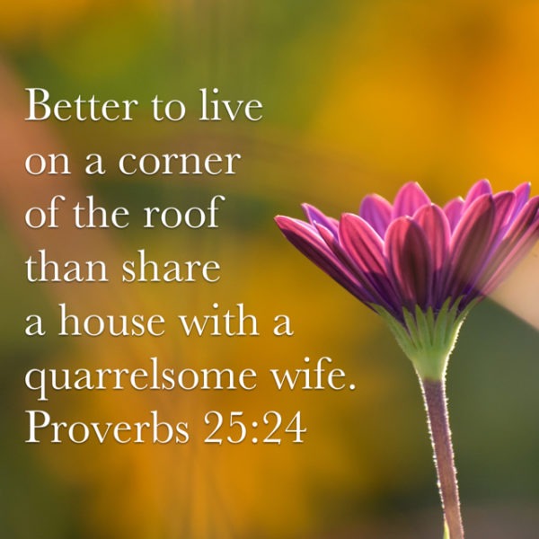 Better to live on a corner of the roof than to share a house with a quarrelsome wife.
