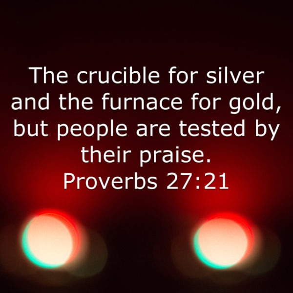 The crucible for silver and the furnace for gold, but people are tested by their praise.