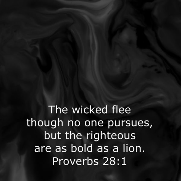 The wicked flee though no one pursues, but the righteous are as bold as a lion.