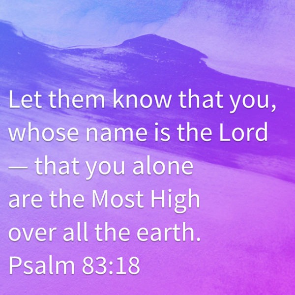 Let them know that You, Whose Name is the Lord -- that You alone are the Most High over all the earth.
