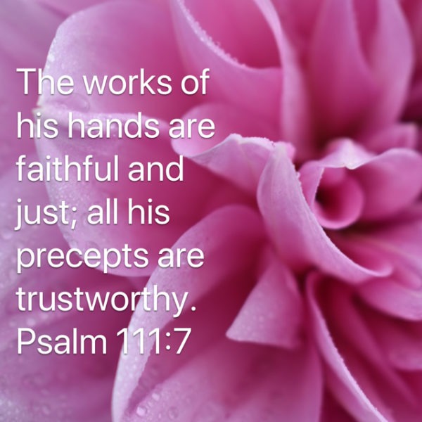 The works of His hands are faithful and just; all His precepts are trustworthy.