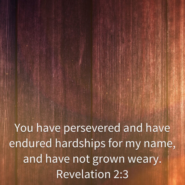 You have persevered and have endured hardships for my name, and have not grown weary.