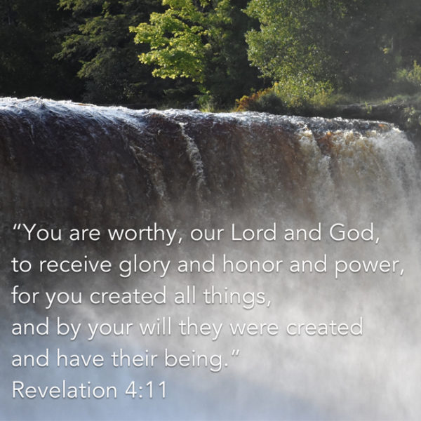You are worthy, our Lord and God, to receive glory and honor and power, for you created all things, and by your will they were created and have their being.